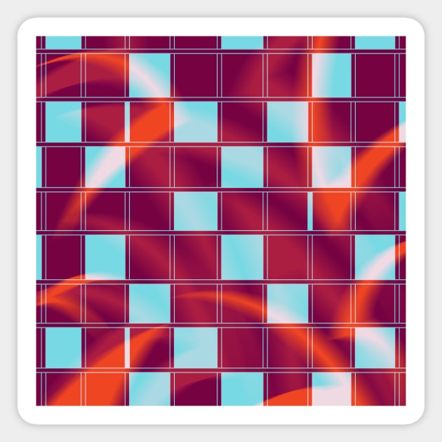 Blue and Red Square Geometric Pattern Sticker by OneLook